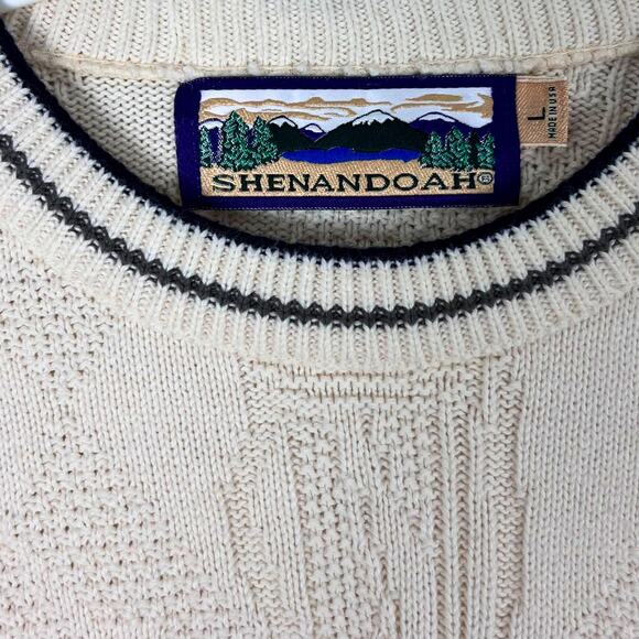Vintage Shenandoah Golf Sweater L Cream Cable Knit Pullover Made in USA Preppy - Picture 4 of 7
